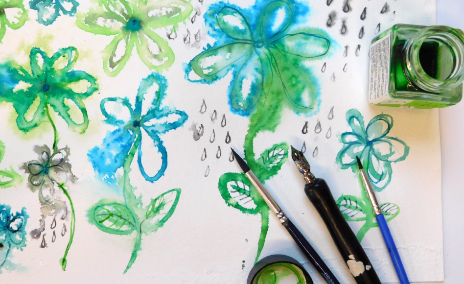 wet paper painting flowers