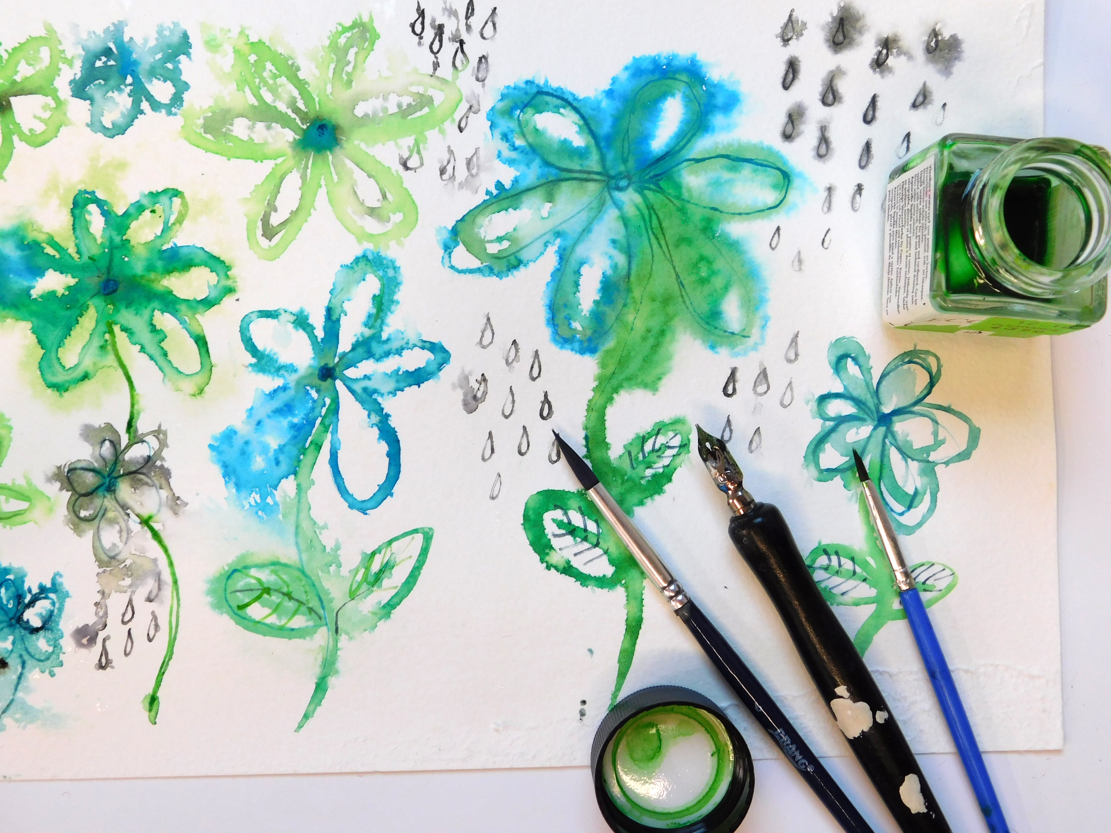 wet paper painting flowers